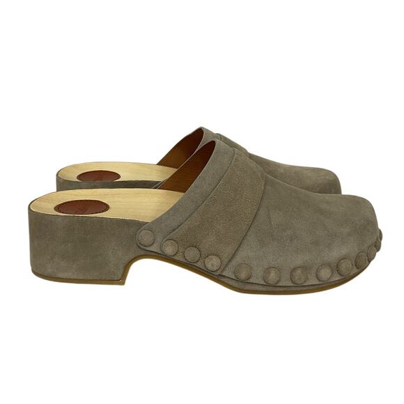 Chloe Suede Dark Greige Joy Clogs Size 39 EU / US 9 NWT - Picture 2 of 5